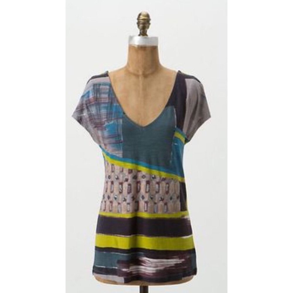 Anthropologie Deletta Womens Blouse Dewy Tonic Tee